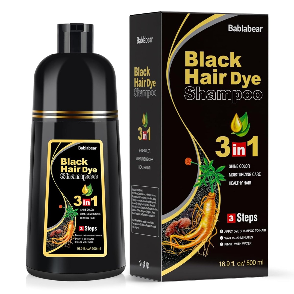 Bablabear Black Hair Dye Shampoo